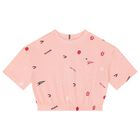 طقم شورت بنات بالشعار باللون الوردى , 1, hi-res