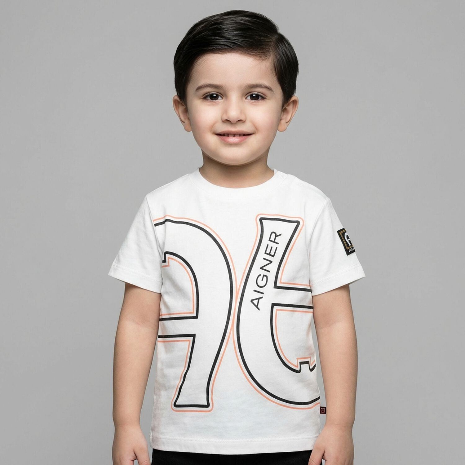 Younger Boys White Logo T-Shirt, 1, hi-res