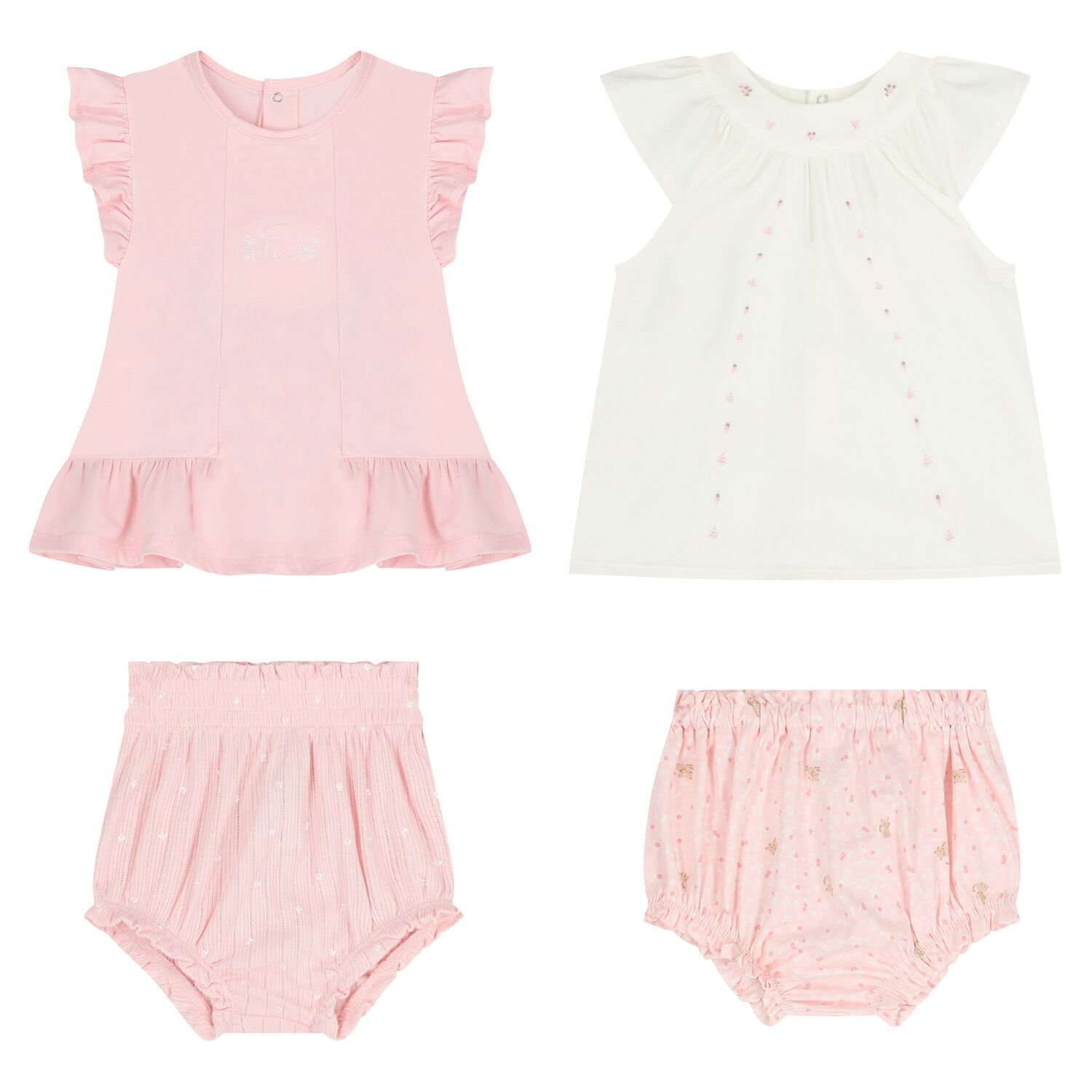 Baby Girls Ivory & Pink Floral Shorts Set ( 2-Pack ), 2, hi-res