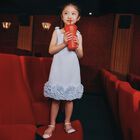 فستان بناتي باللون أزرق من الدانتيل الزهري الكريب, 1, hi-res