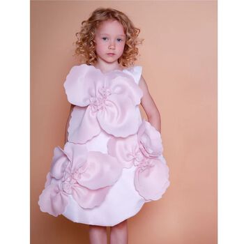 Girls Pink Scuba Flower Dress