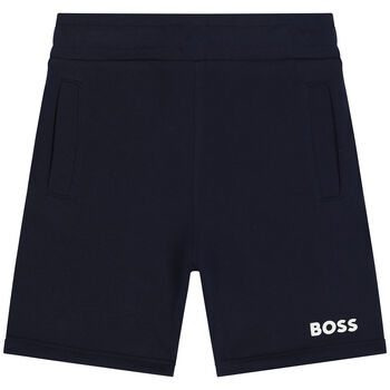 Boys Navy Blue Logo Shorts
