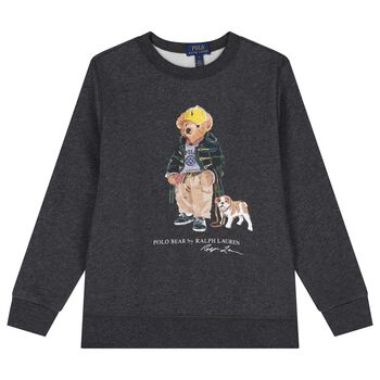 Ralph Lauren Boys Grey Polo Bear Logo Sweatshirt, 1 Boys Grey Polo Bear Logo Sweatshirt