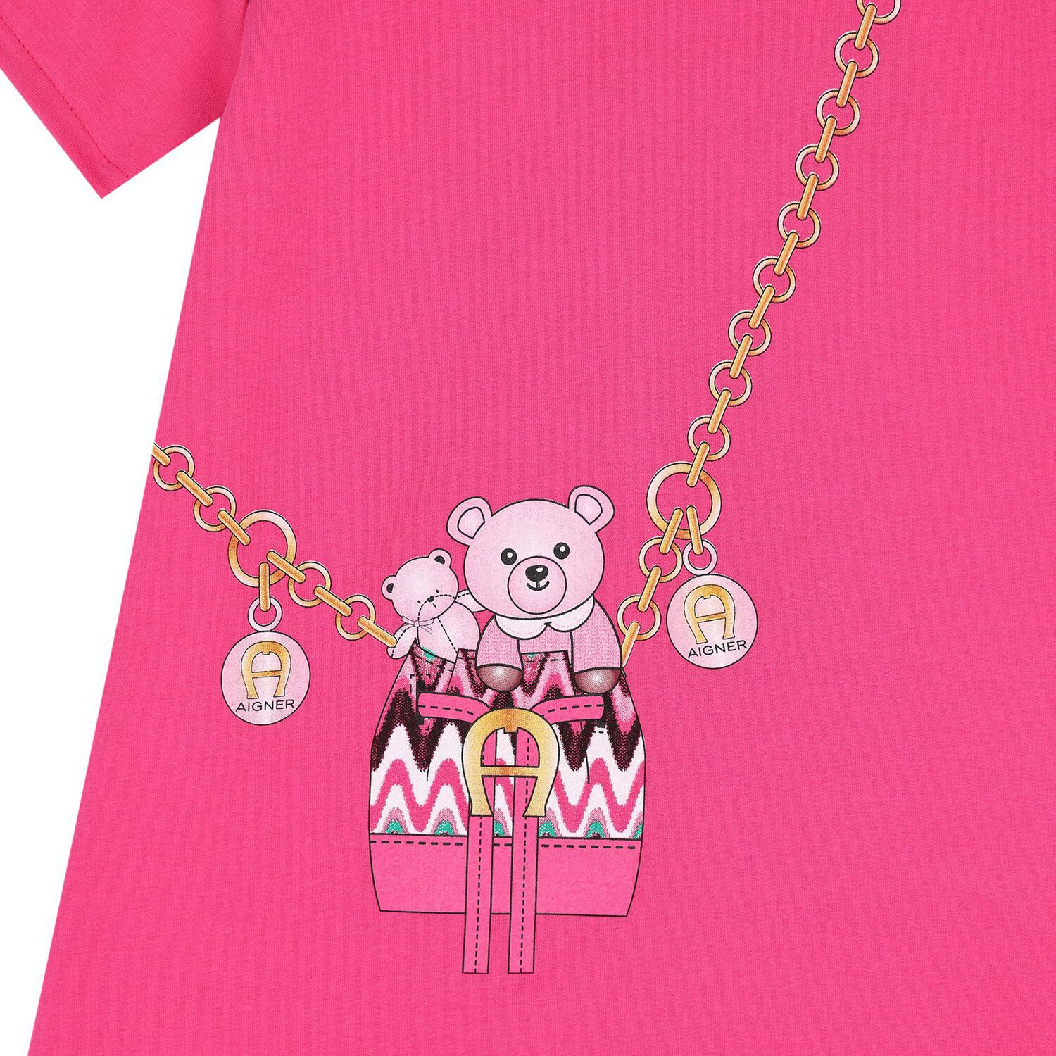 فستان بنات بالشعار باللون الوردي , 2, hi-res image number null