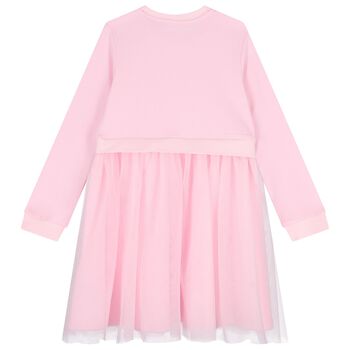 Girls Pink Logo Tulle Dress