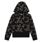 Girls Black Logo Hooded Top, 1, hi-res