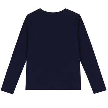 Girls Navy Bear Long Sleeve Top