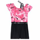 Girls Pink & Black Playsuit, 1, hi-res
