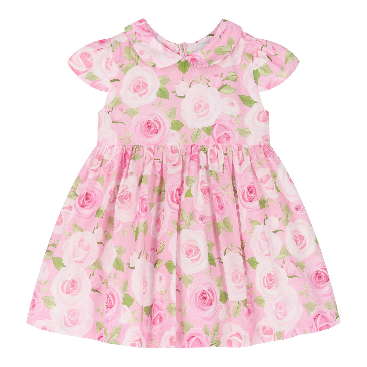 فستان للبنات بطبعة الورود باللون الوردي , 1, hi-res