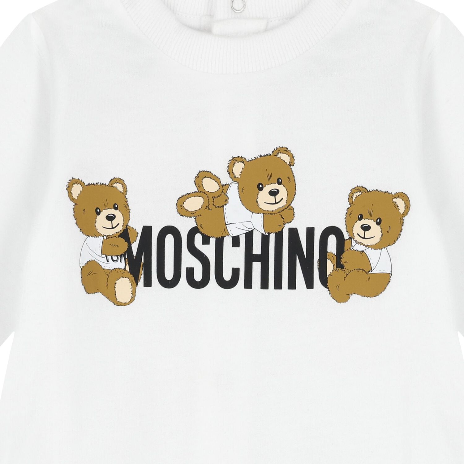 White Teddy Bear Logo Babygrow, 1, hi-res