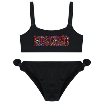 Girls Black Logo Bikini