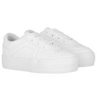 Girls White Chunky Faux Leather Platform Trainers, 1, hi-res