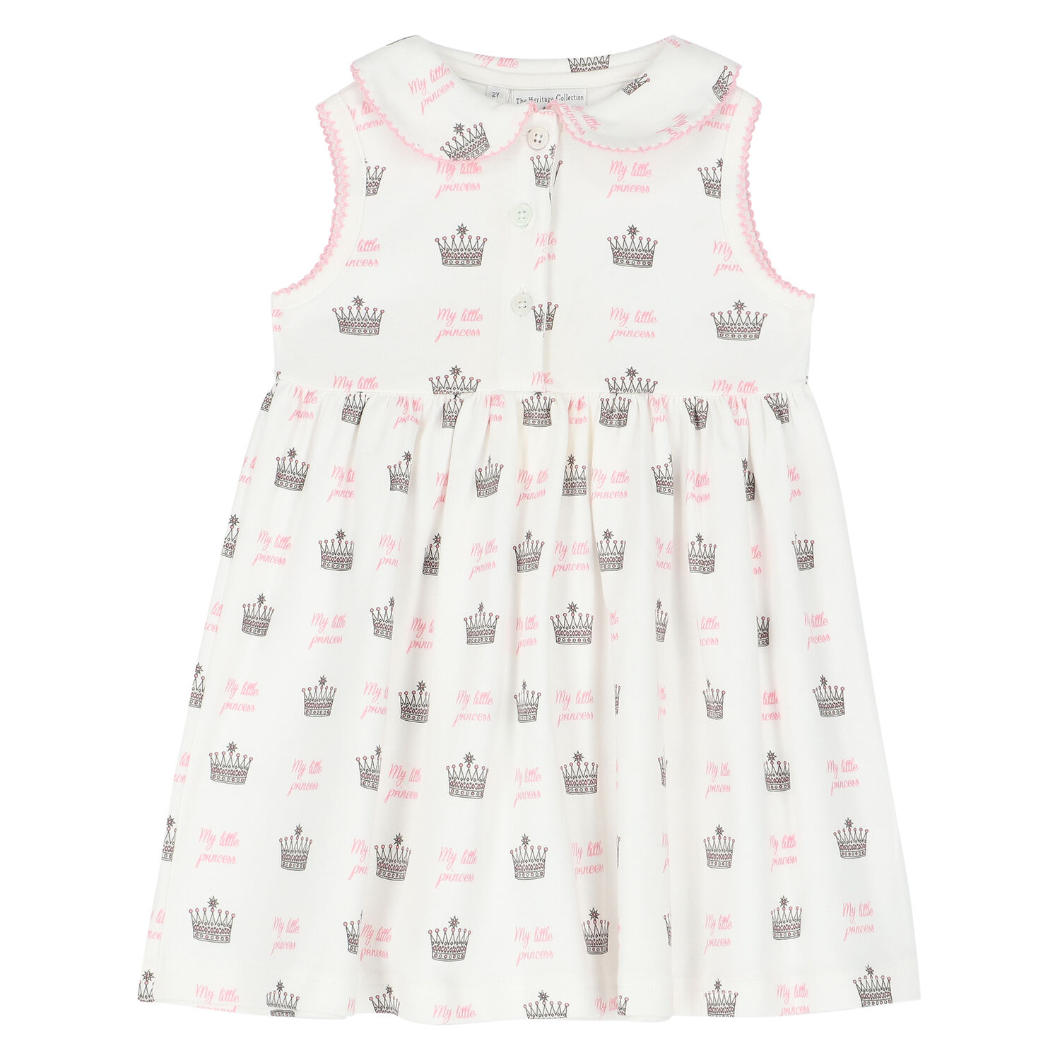 Younger Girls Ivory & Pink Crown Dress Set, 1, hi-res image number null