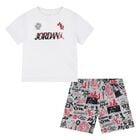 Younger Boys White & Grey Jordan Logo Shorts Set, 1, hi-res