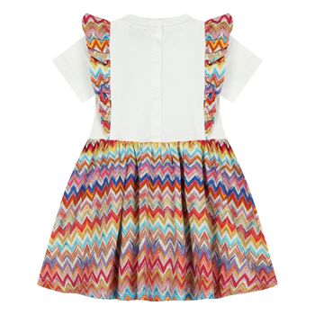 Younger Girls Multi-Coloured Logo Zig Zag Dress