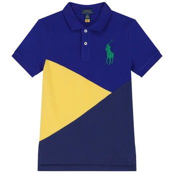 Boys Blue & Yellow Logo Polo Shirt