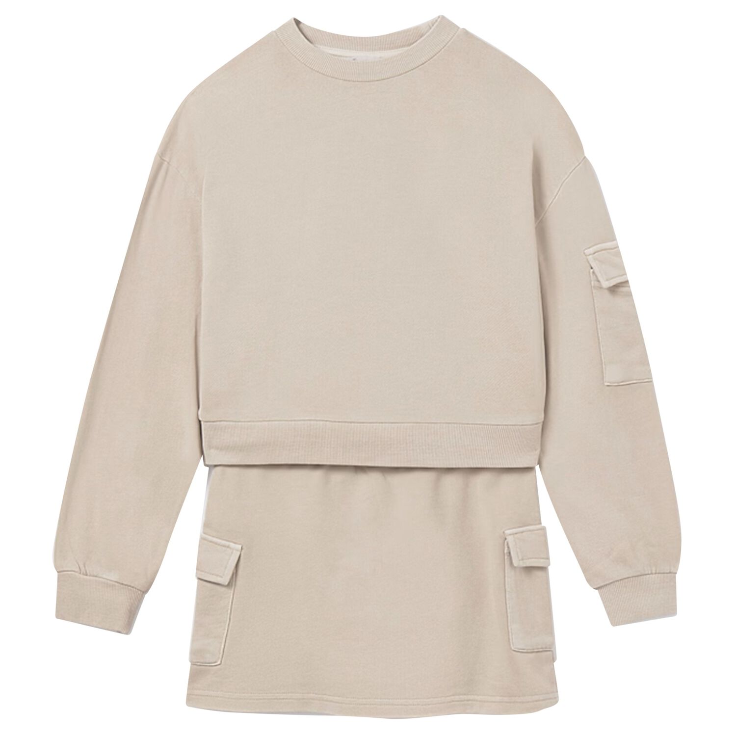 طقم تنور بنات كارجو باللون الرمادى, 1, hi-res