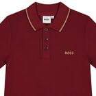 Boys Burgundy Logo Polo Shirt, 1, hi-res