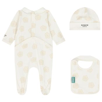 Ivory Bokeh Flower Babygrow Gift Set