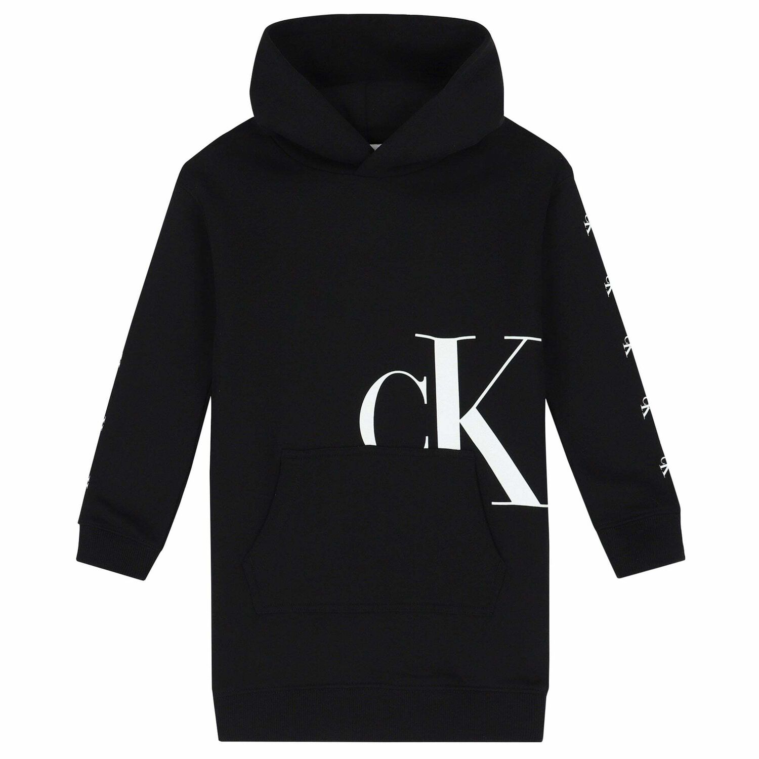 Girls Black Logo Hooded Dress, 1, hi-res image number null