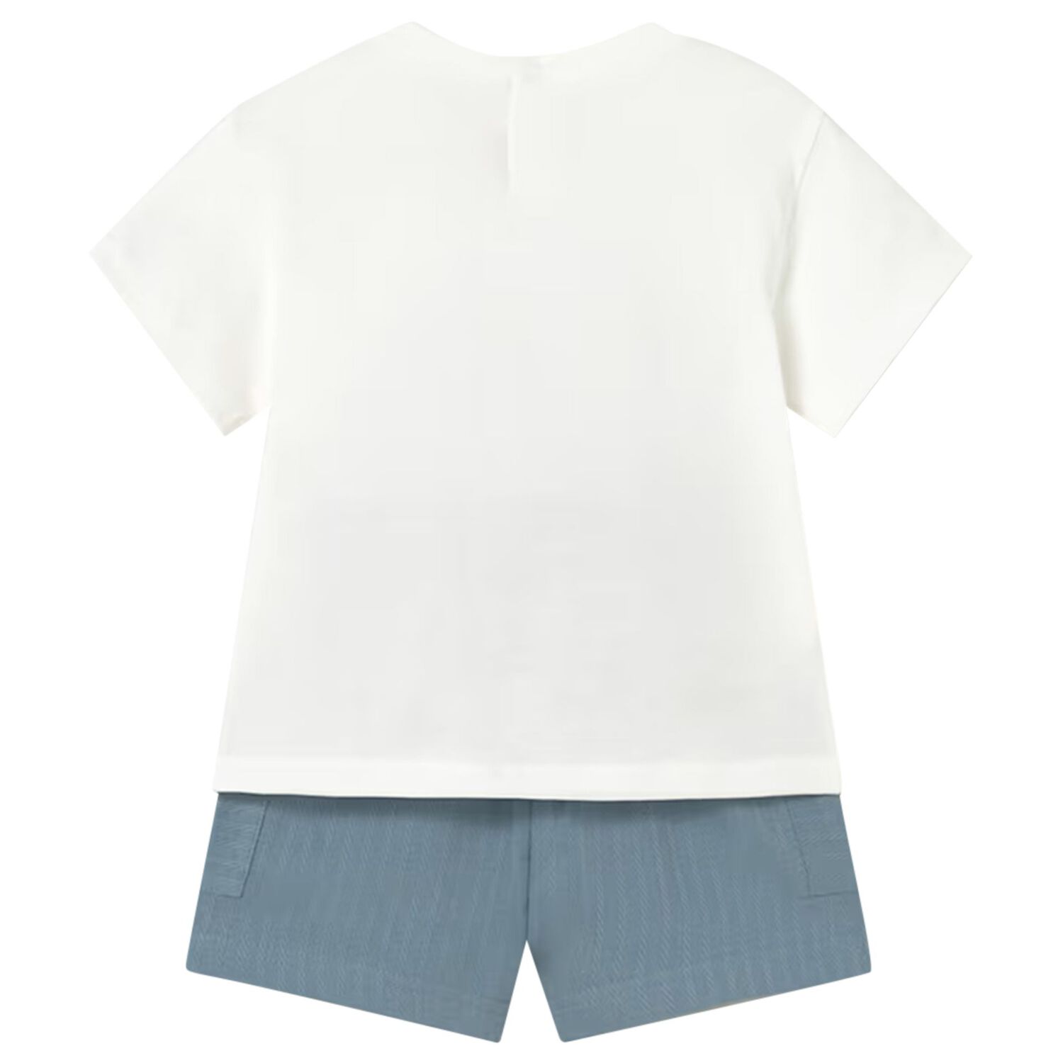 Younger Boys Ivory & Blue Shorts Set, 1, hi-res