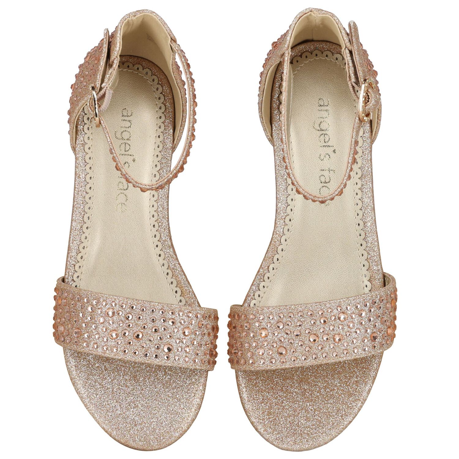 Girls Gold Embellished Sandals, 1, hi-res