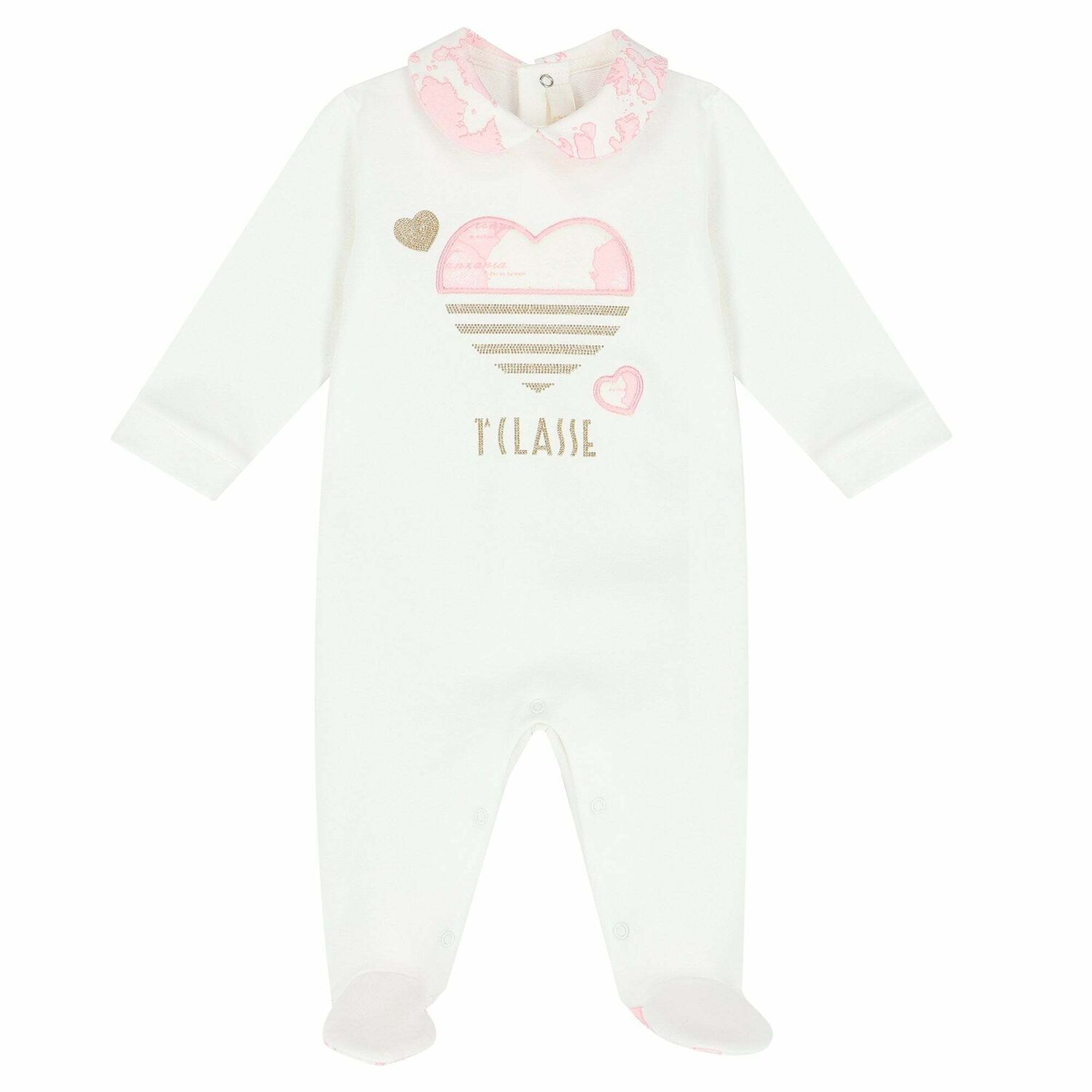 Girls Pink & Ivory Geo Map Babygrow, 1, hi-res image number null