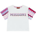 تيشيرت بنات بالشعار باللون الابيض, 1, hi-res