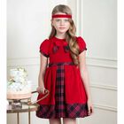 Girls Red Tartan Dress, 1, hi-res