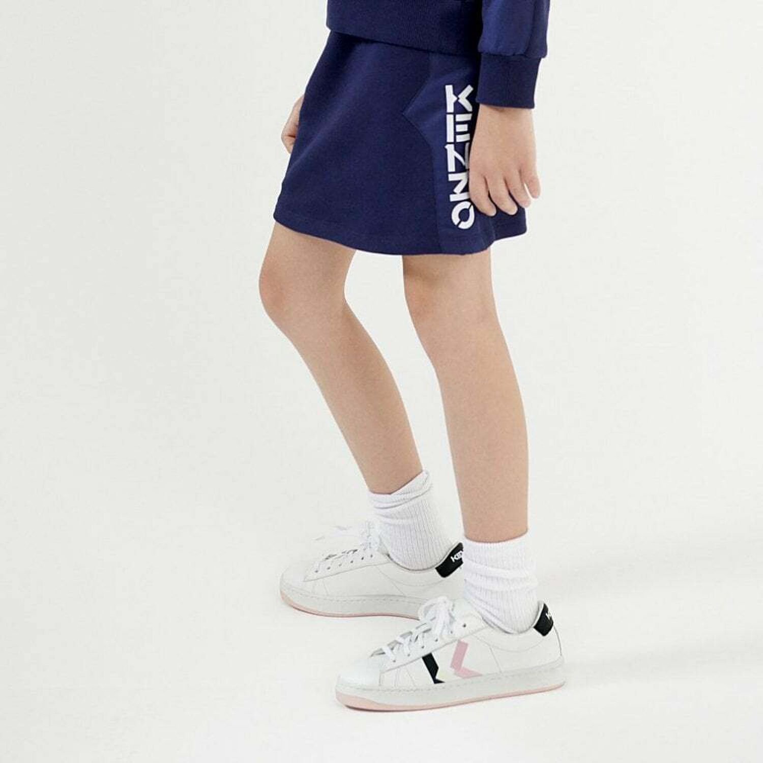 Girls White Leather Logo Trainers, 1, hi-res image number null