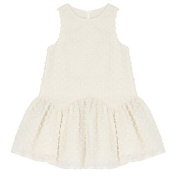 Girls White Sleeveless Tiered Dress