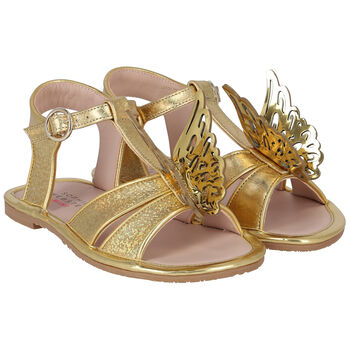 Girls Gold Butterfly Sandals