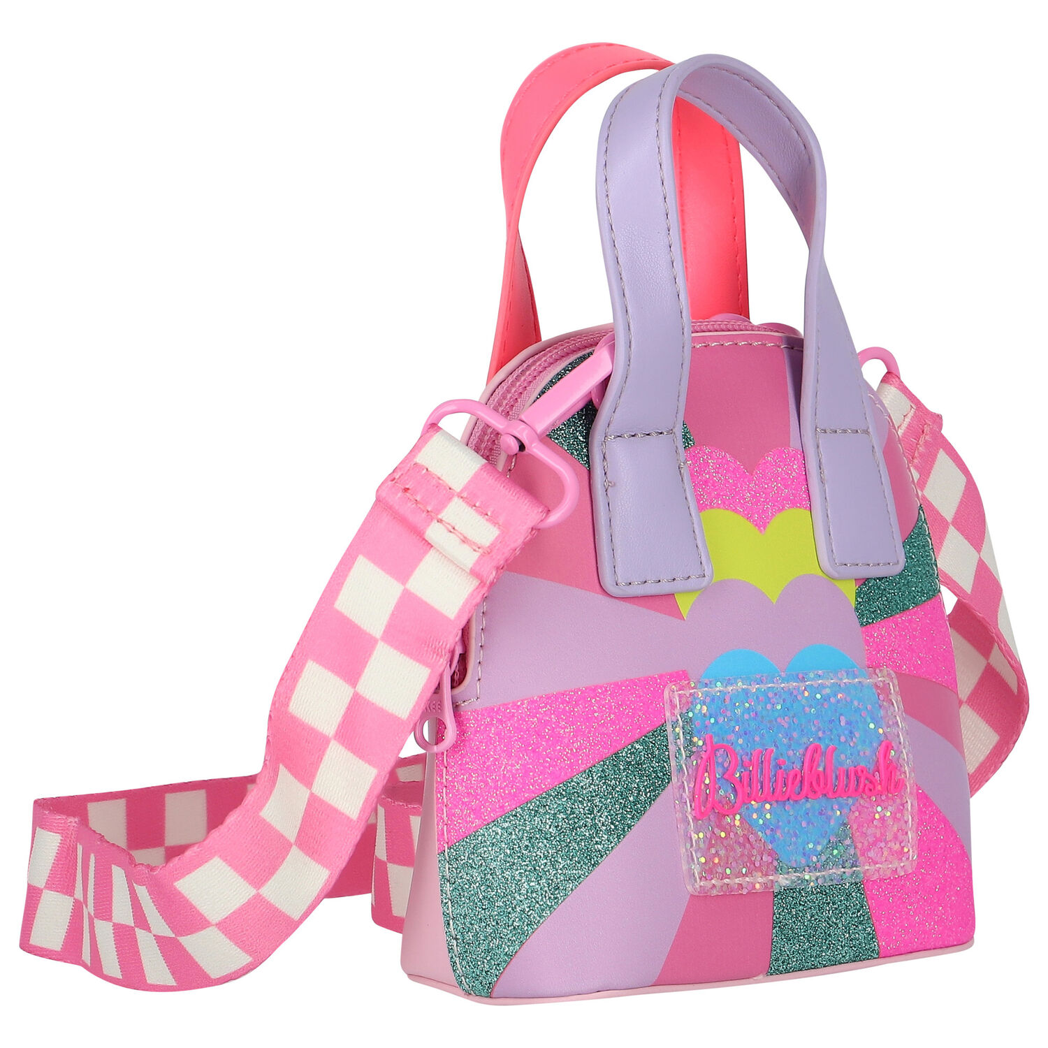 حقيبة يد بنات بالشعار وقوس قزحى باللون الوردى, 1, hi-res