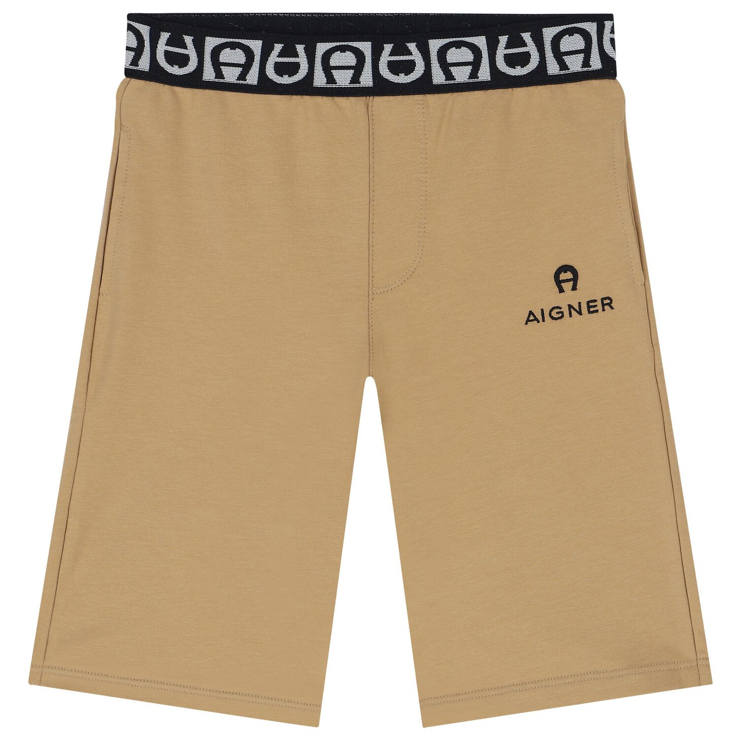Boys Beige Logo Shorts, 2, hi-res