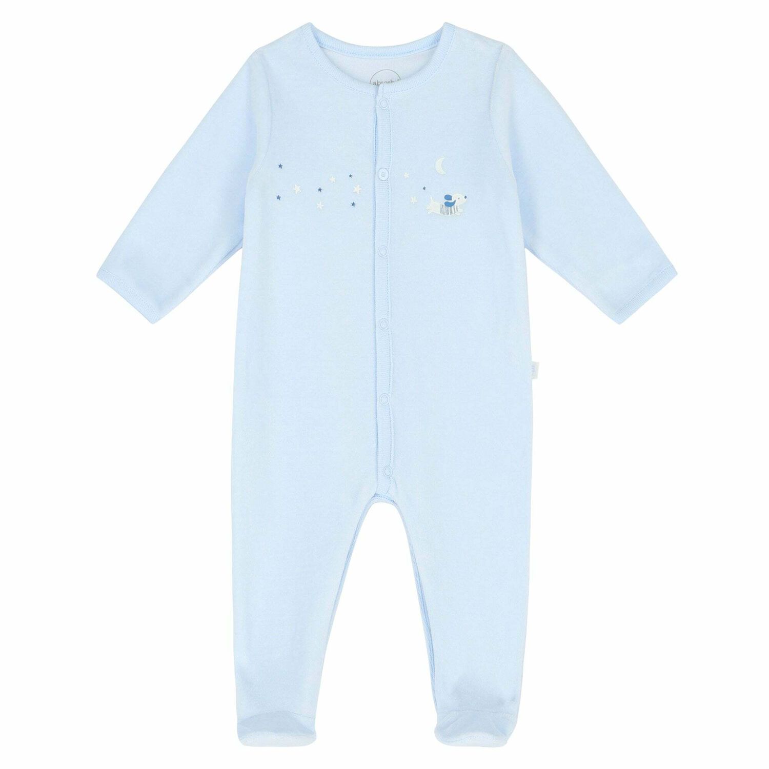 Boys Blue Velour Babygrow, 1, hi-res