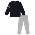 Boys Navy Blue & Grey Tracksuit, 1, hi-res