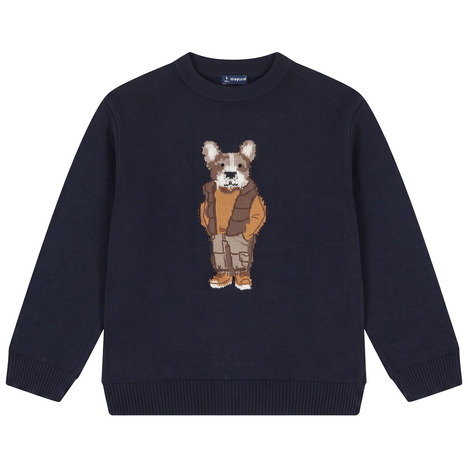 Boys Navy Blue Knitted Jumper, 1, hi-res