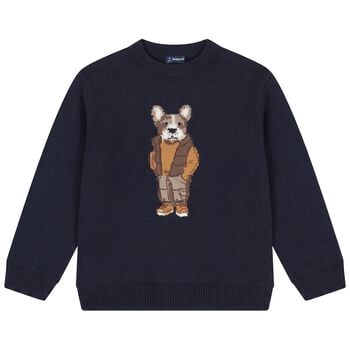 Boys Navy Blue Knitted Jumper