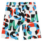 Boys White Logo Shorts, 1, hi-res