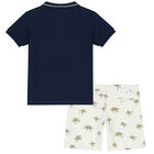 Boys Navy & Ivory Logo Shorts Set, 1, hi-res