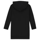 Girls Black Logo Hooded Dress, 1, hi-res