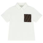 Boys Ivory Logo Polo Shirt, 1, hi-res