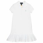 Girls White Logo Polo Dress, 1, hi-res