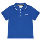 Younger Boys Blue Logo Polo Shirt, 4, hi-res