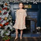 Girls Beige 3D Chain Tulle Isabella Dress, 1, hi-res