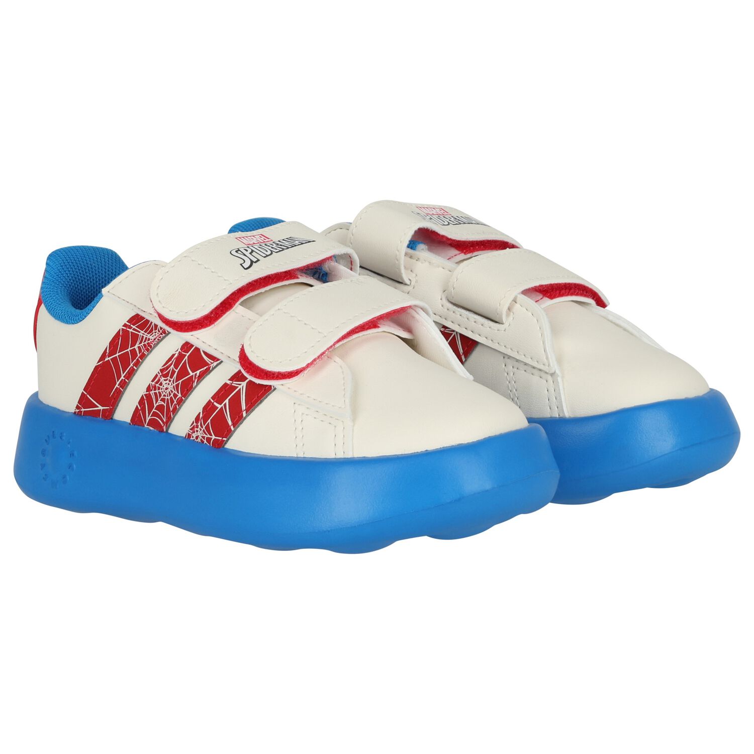 Boys Boys Ivory & Blue Marvel Grand Court Trainers, 1, hi-res
