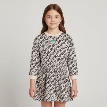 Girls Pink & Black Logo Dress