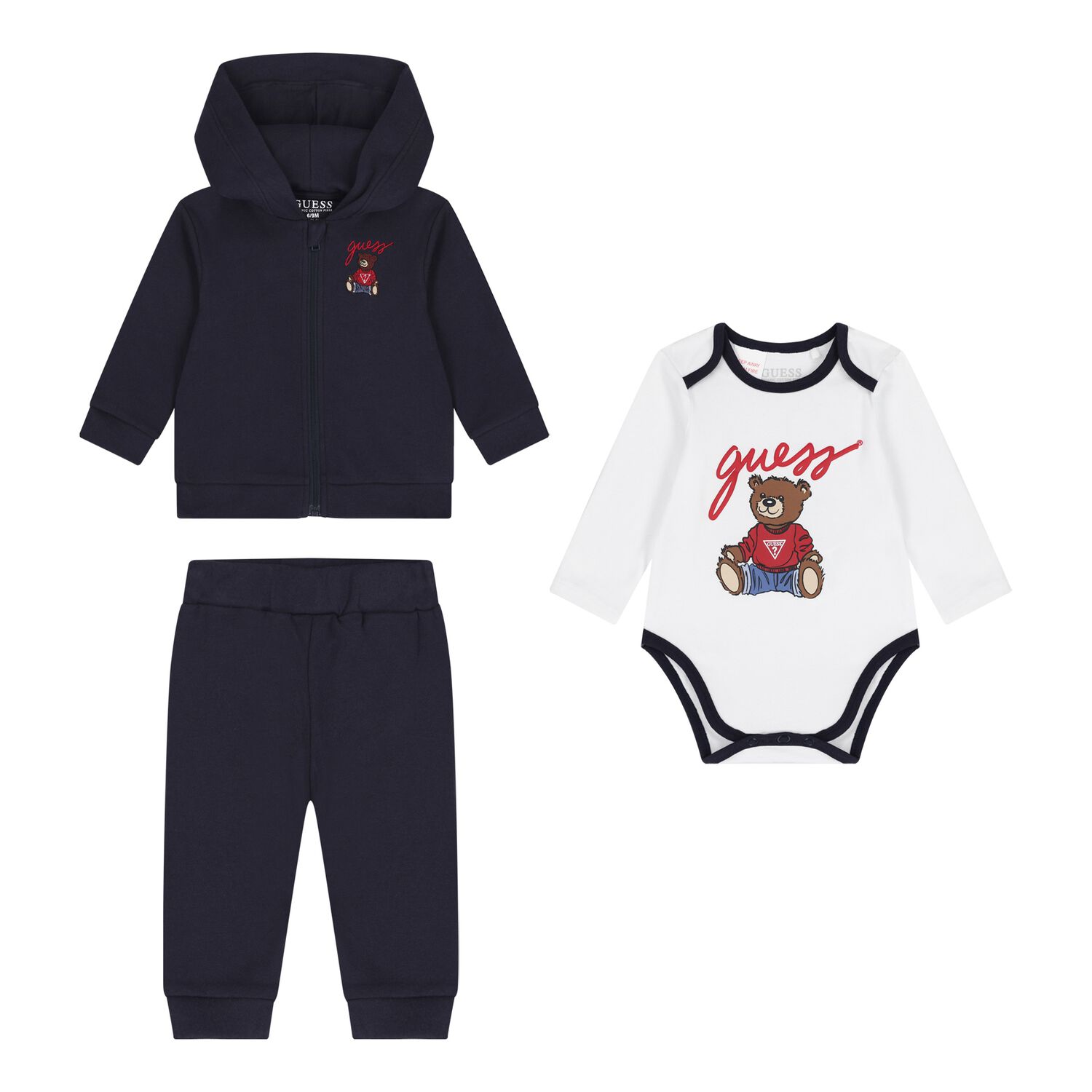 Baby Boys Navy Blue Teddy Bear Tracksuit (3 Piece), 2, hi-res image number null