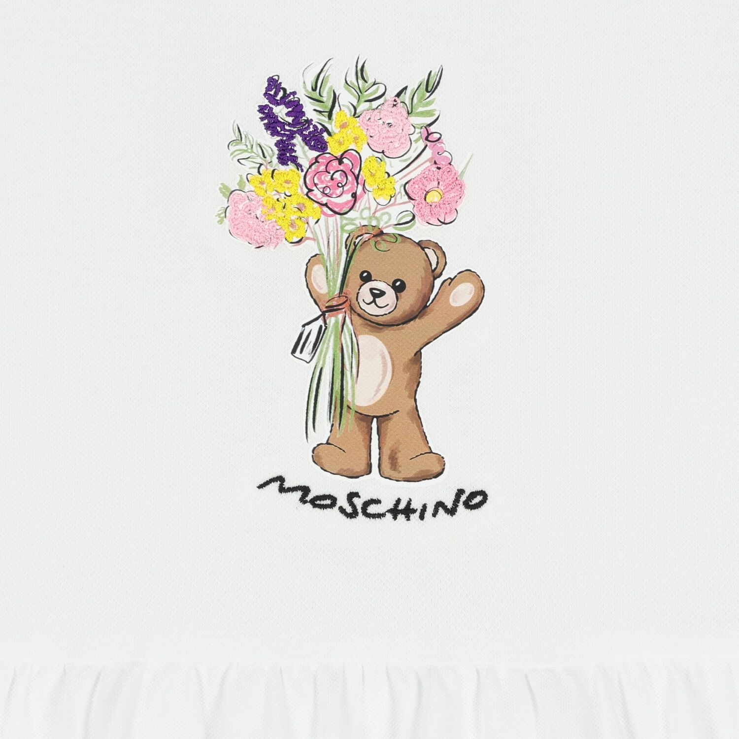 فستان بنات بطبعه زهور و تيدى بير باللون الابيض , 1, hi-res