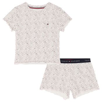 Girls Ivory & Pink Logo Pyjamas
